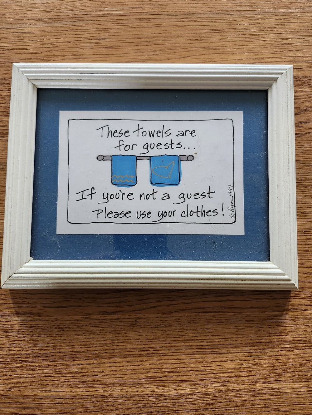 Framed Guest Towel Wall Art in Blue - Home Accents By LKESS